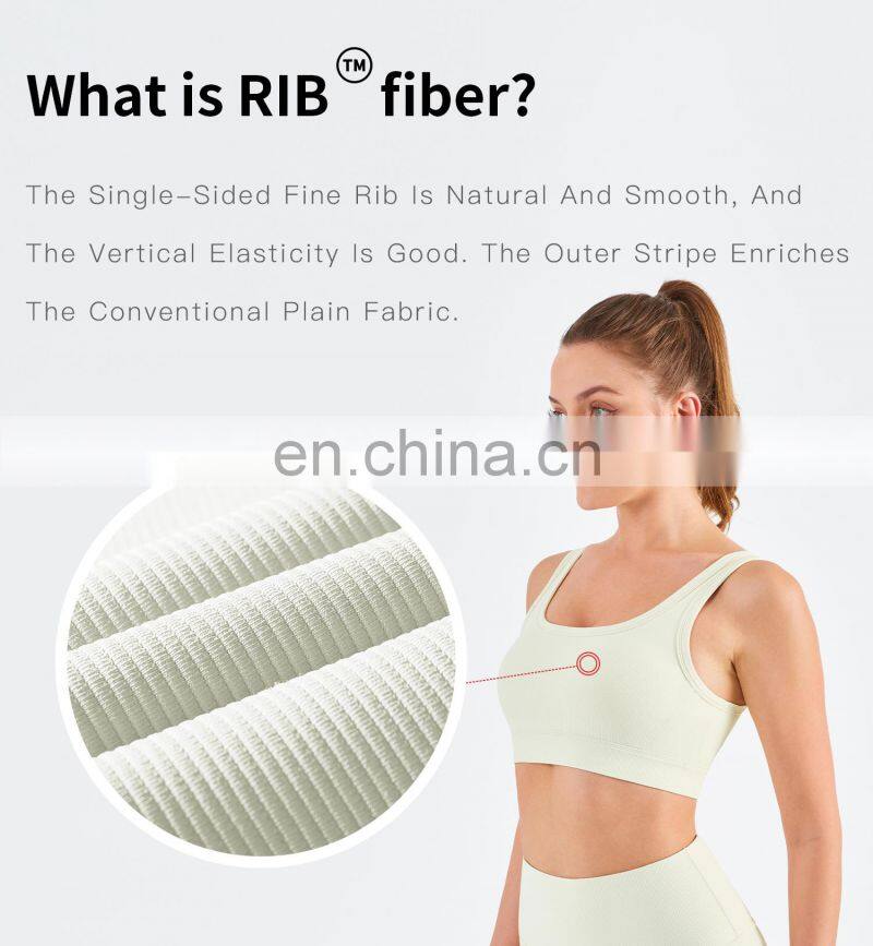 Wholesale Ribbed Covered Sports Bra High Impact Women Fitness Yoga Bra Side Gather