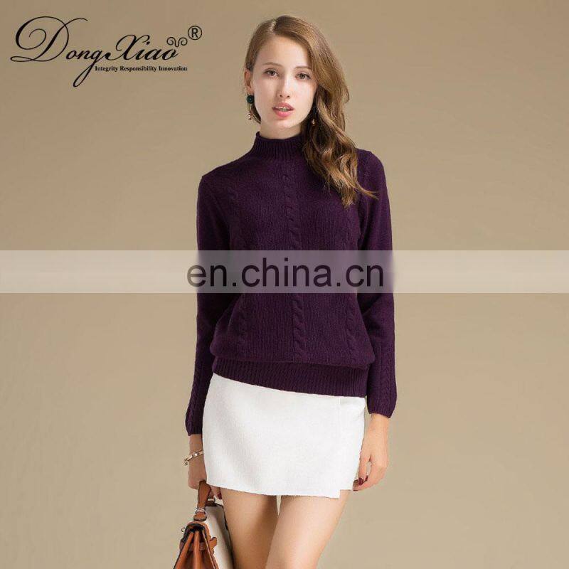 New Casual Women Sweaters Mongolian High Neck Chunky Cable 100 % Cashmere Sweater