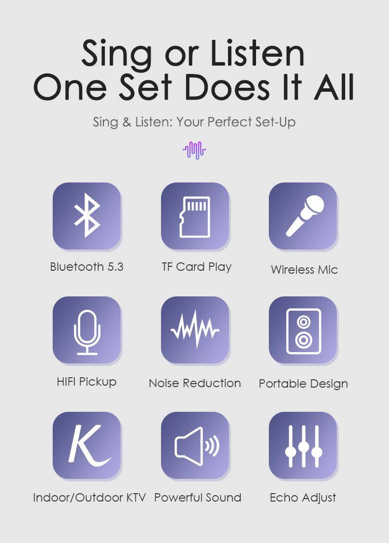 Ktv portable microphone outdoor subwoofer bloutooth karaoke party boombox karoke speaker with mic