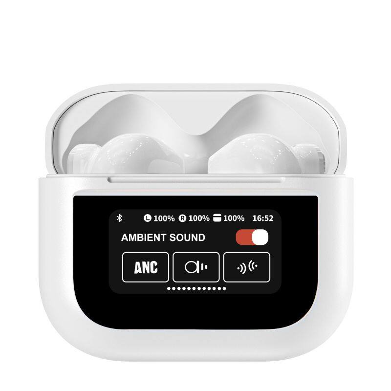 ANC ENC Earbuds With LCD Colorful Touch Screen TWS Wireless Stereo Type-C Headphones
