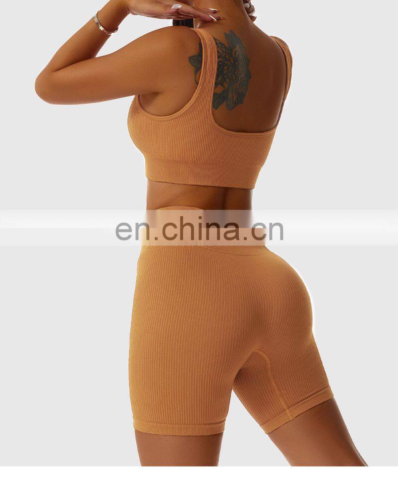 Factory Sale 4 Pcs Push Up Leggings Breathable Gym Fitness Sets Womens Sports Bras