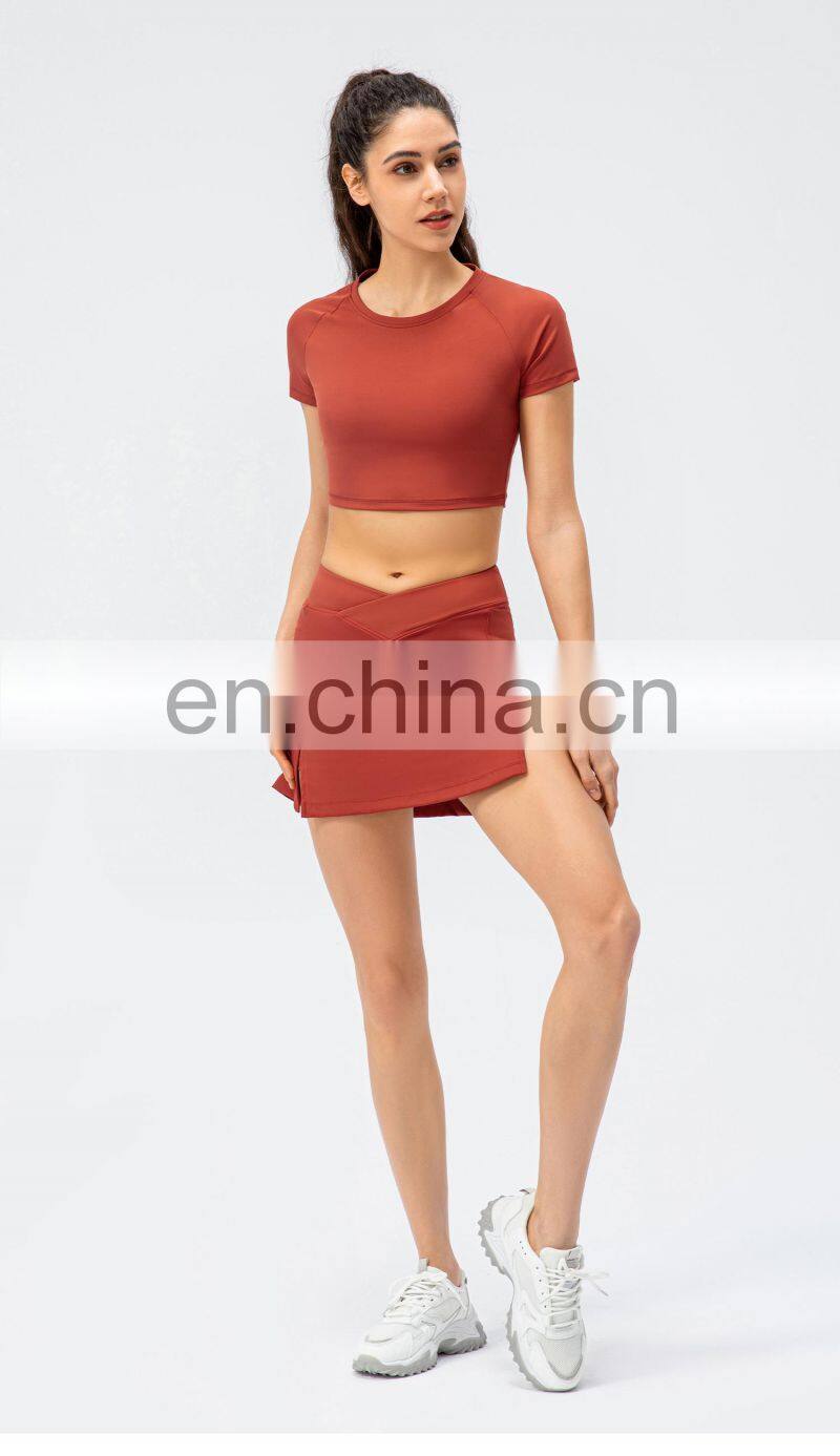 Outdoor Sports Pants Skirt Female Running Tennis Two Short Skirt Women Running Tennis Skirts With Pocket