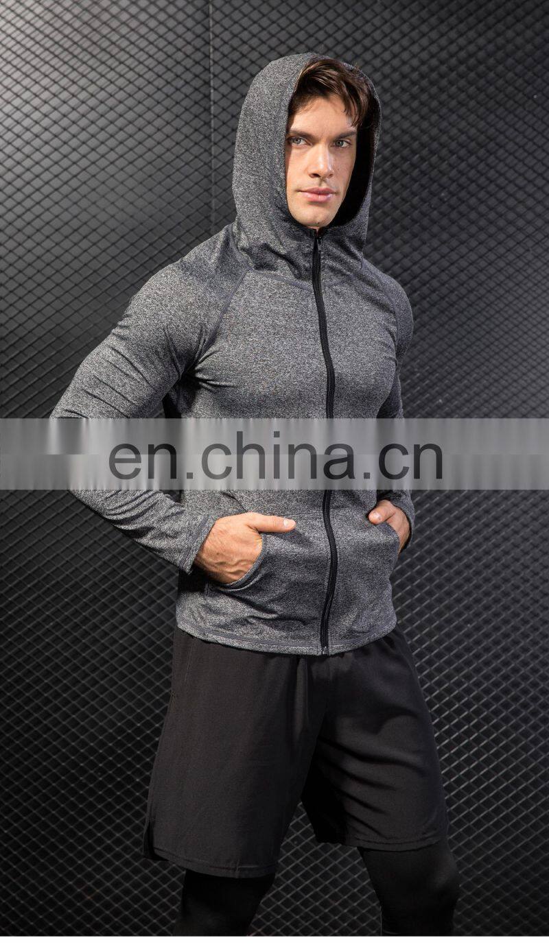 Fitness Running Training Men's Jacket Long Sleeve Zip Casual Hoodie Quick Dry Sport Jacket
