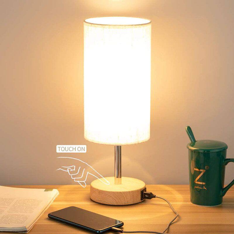 USB Rechargeable Linen Table Lamp