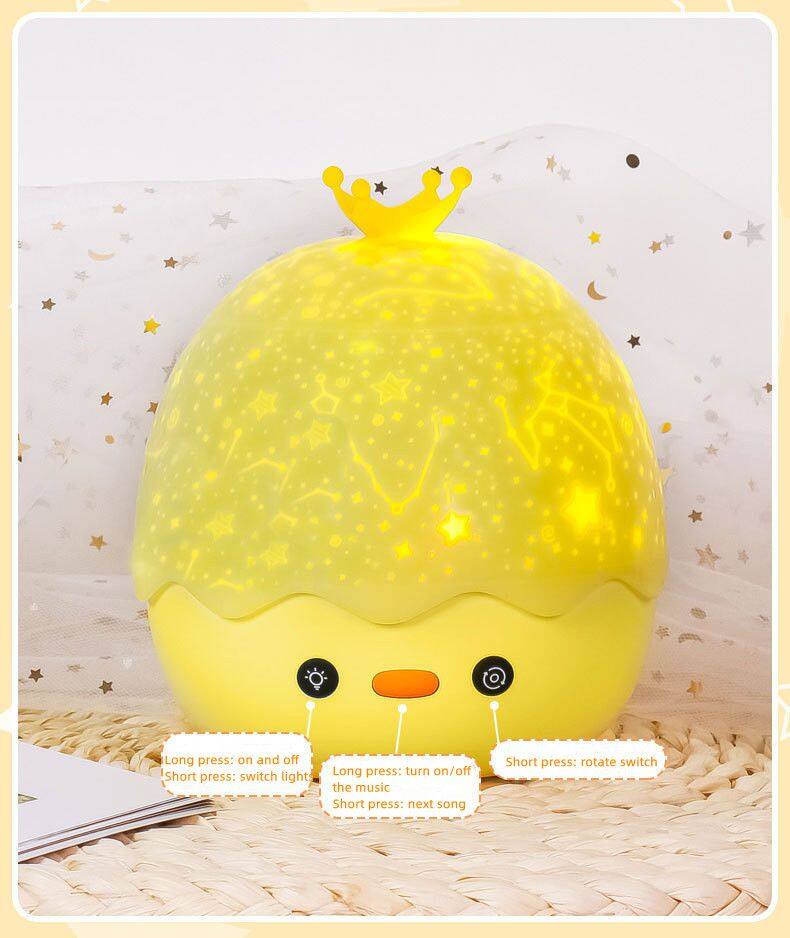 Crown Duck Projection Light LED Dazzling Music Atmosphere Light Romantic USB Rotary Remote Control Starry Night Light