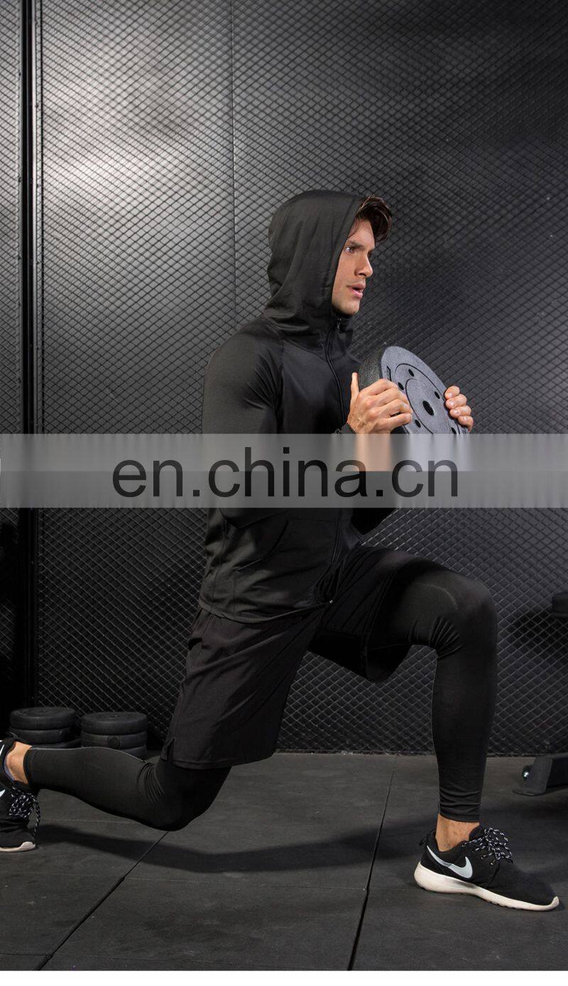 Fitness Running Training Men's Jacket Long Sleeve Zip Casual Hoodie Quick Dry Sport Jacket