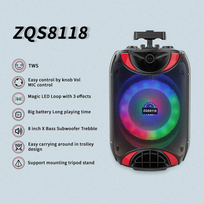 ZQS8118 portable single 8 inch 15W power subwoofer OEM active bluetooth loudspeaker for outdoor