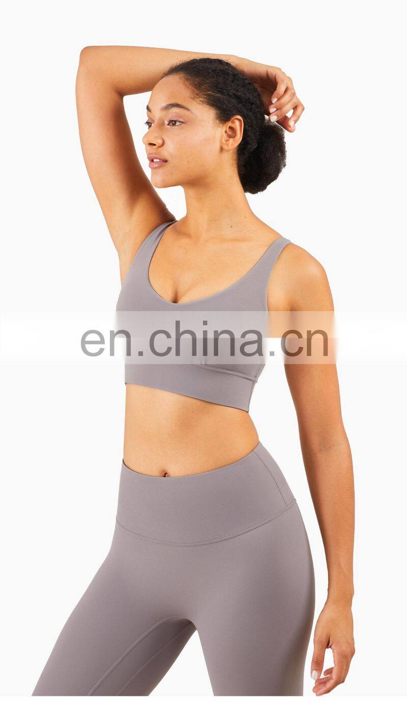 LOLOLULU Private Label Women Gym Yoga Bra V Neck Tank Top Fitness Athletic Clothes