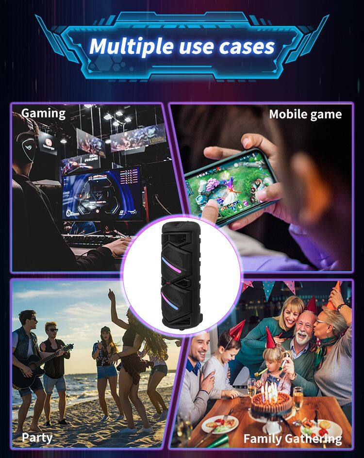 ZQS8233 sell well subwoofer 40W power dual 8 inch speaker wireless party speaker with colorful lights