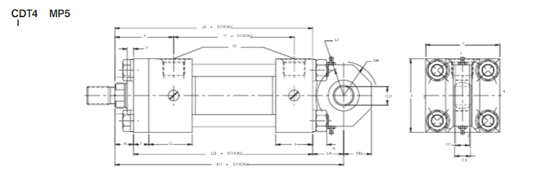 Rexroth CDT4 Type Best Price Double Acting Mini Hydraulic Cylinders