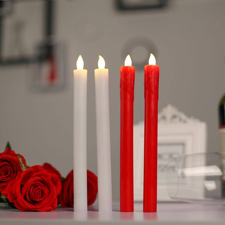 Small LED Bougie Drip Real Wax Taper Candles with Battery Operated