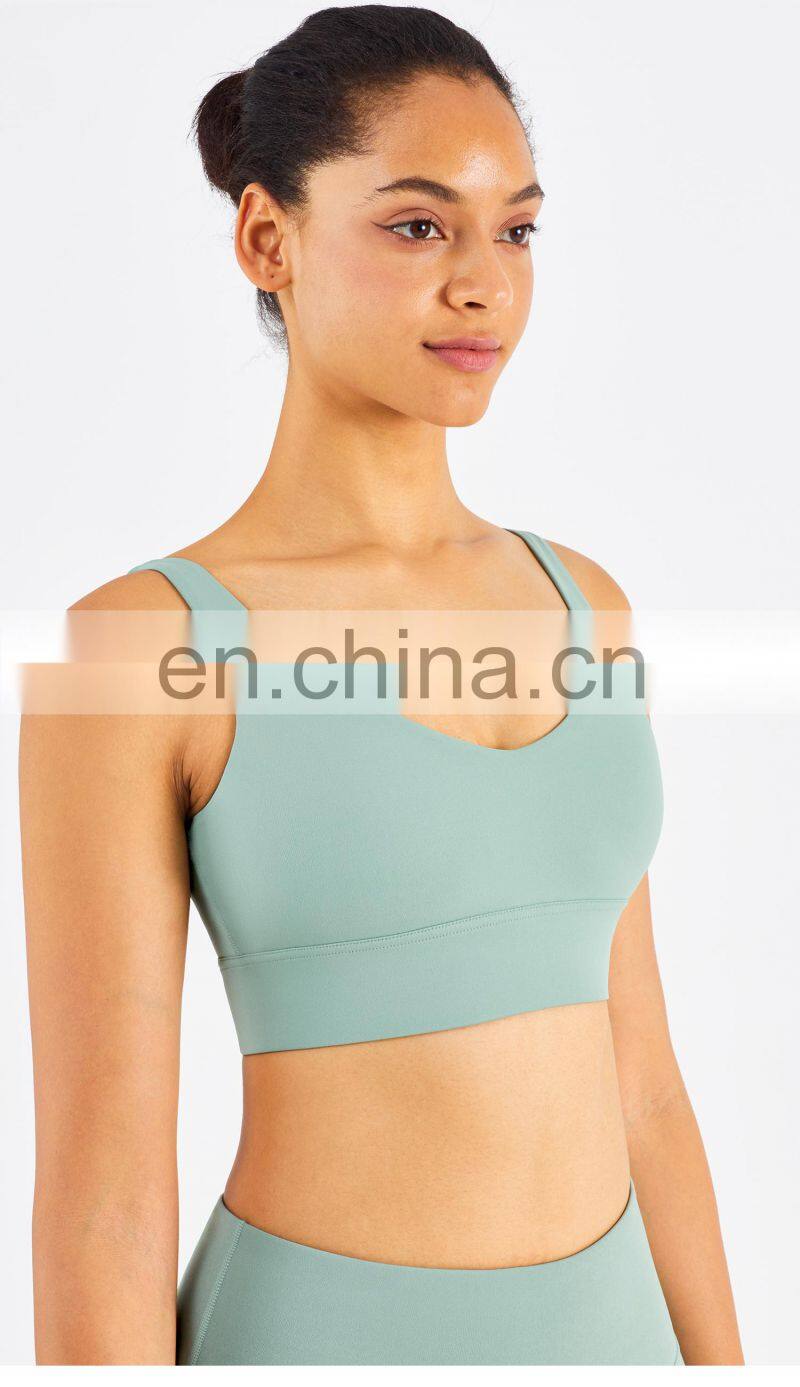 Breathable Wide Shoulder Fitness Sports Bras Wholesale Workout High Impact Yoga Tops