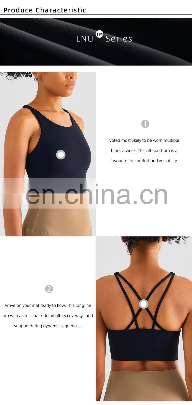 Wholesale High Neck Sports Shockproof Bras Cross Longline Backless Yoga Custom Tank Tops
