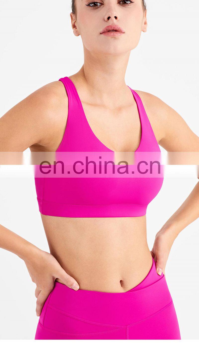 Fashion 2022 New Crossback Style Women Nude Sport Use Fitness Yoga Tops Bra