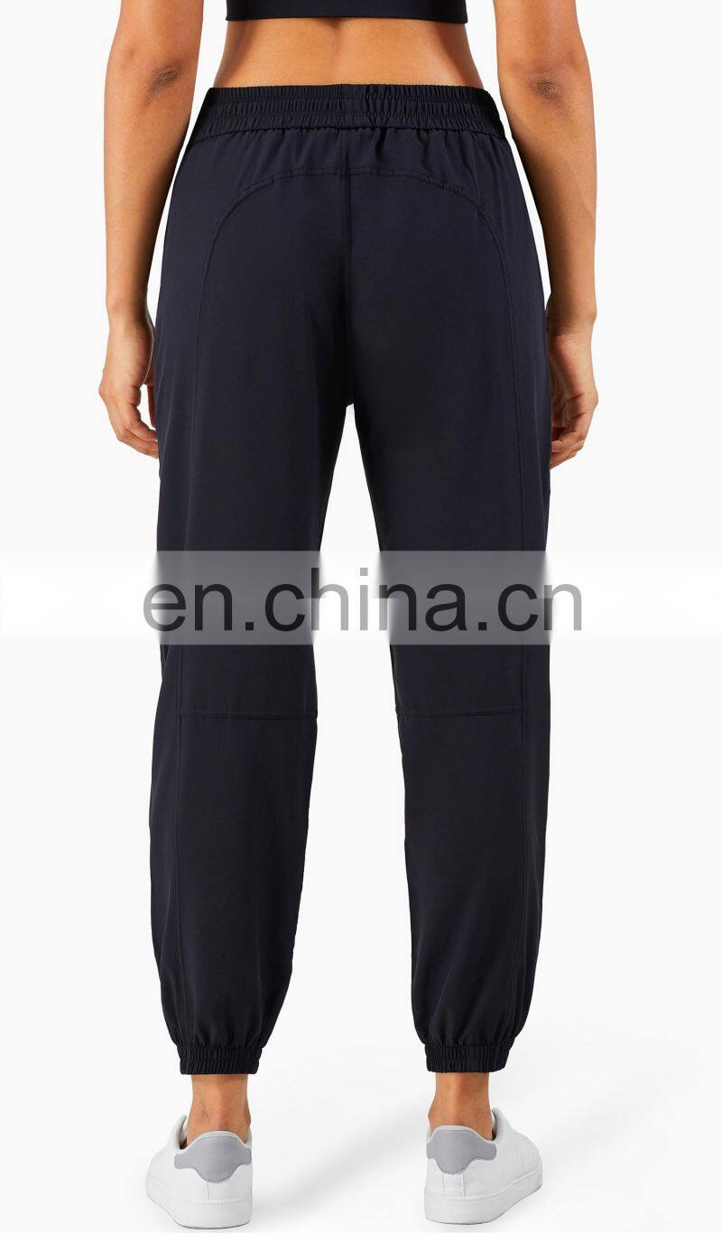 UV Protection Outdoor Sweatpants Drawstring Gym Jogger Woman Yoga Pants With Pocket