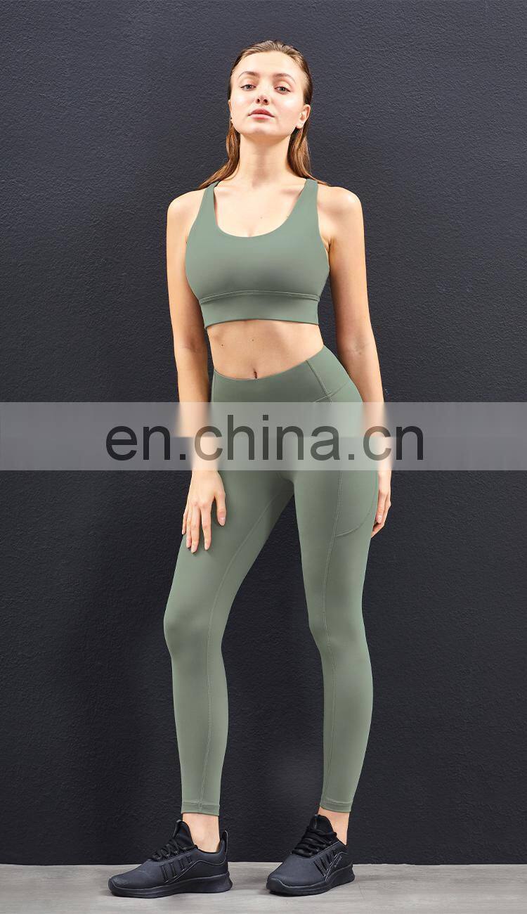 2022 Wholesale Sports Two Pieces Yoga Sets High Impact Gym Woman Yoga Clothes