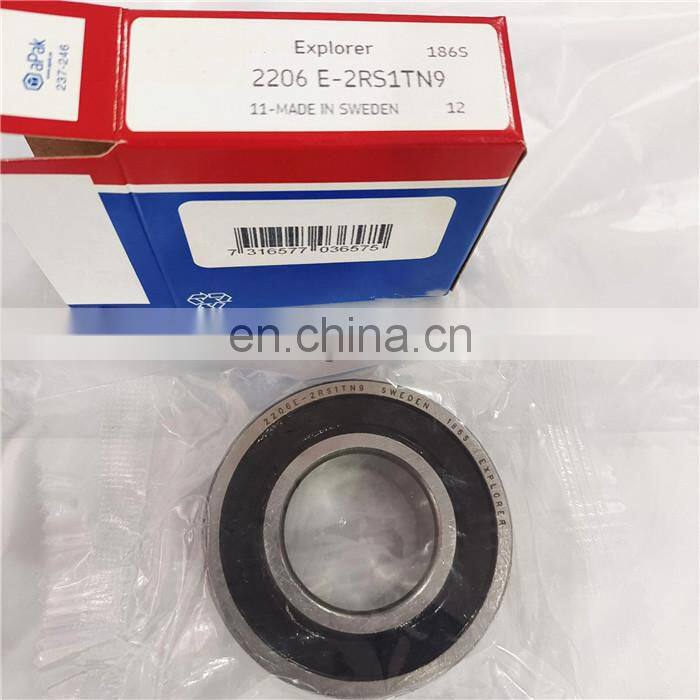 Famous Brand Self Aligning Ball Bearing 2206 E-2RS1TN9 Rubber Sealed ball bearing 2206E2RS1TN9 bearing size 30x62x20mm