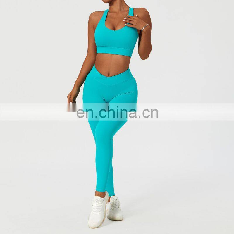 5 Pcs Hot Sale Gym Suit High Waist Fitness Sets Custom Logo Sports Bras