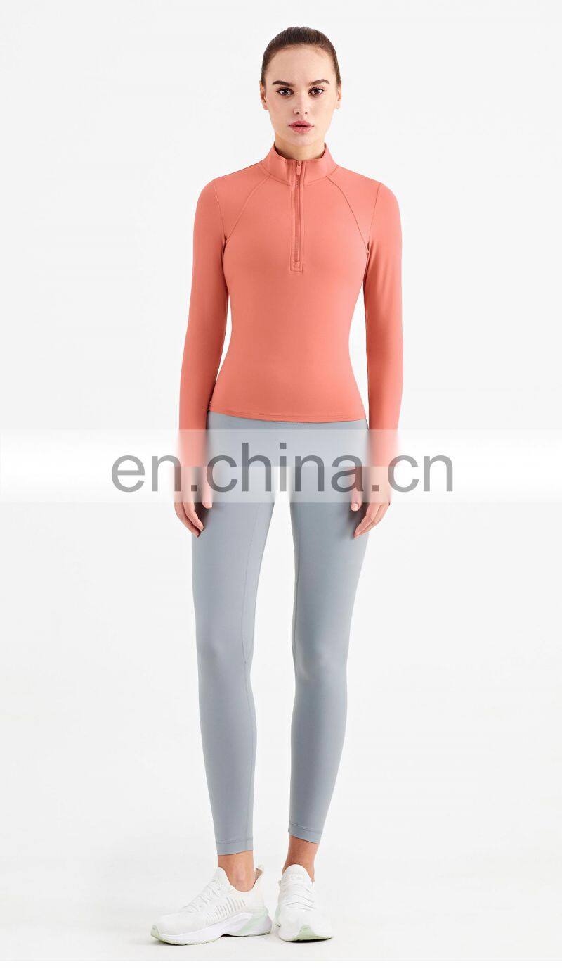 New Arrival Custom Two Piece Women Workout Sets Half Zipper Jacket High Waist Sports Legging