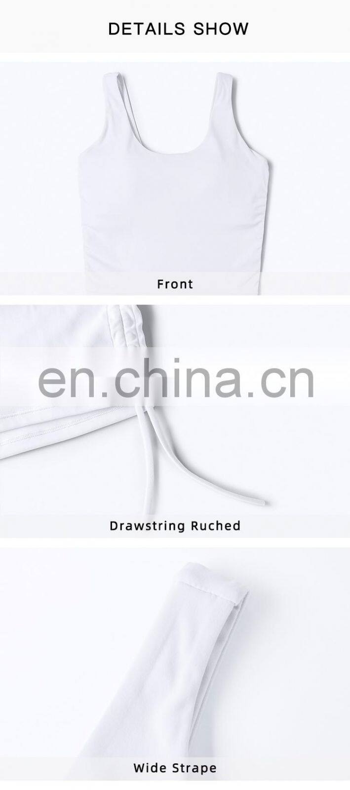 Wholesale Drawstring Sports Bra With Side Ruched Design Yoga Crop Top Fitness Women