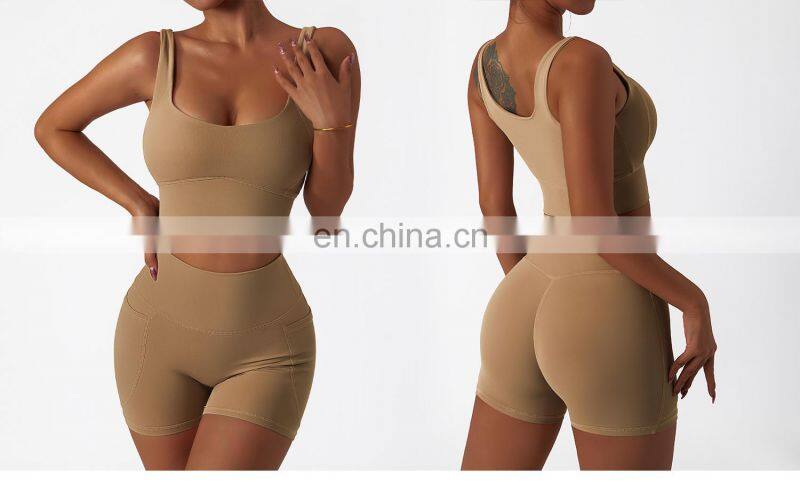 Women High Impact Soft Sports Breathable Bras Wholesale Workout V Cut Hem Yoga Tank Tops