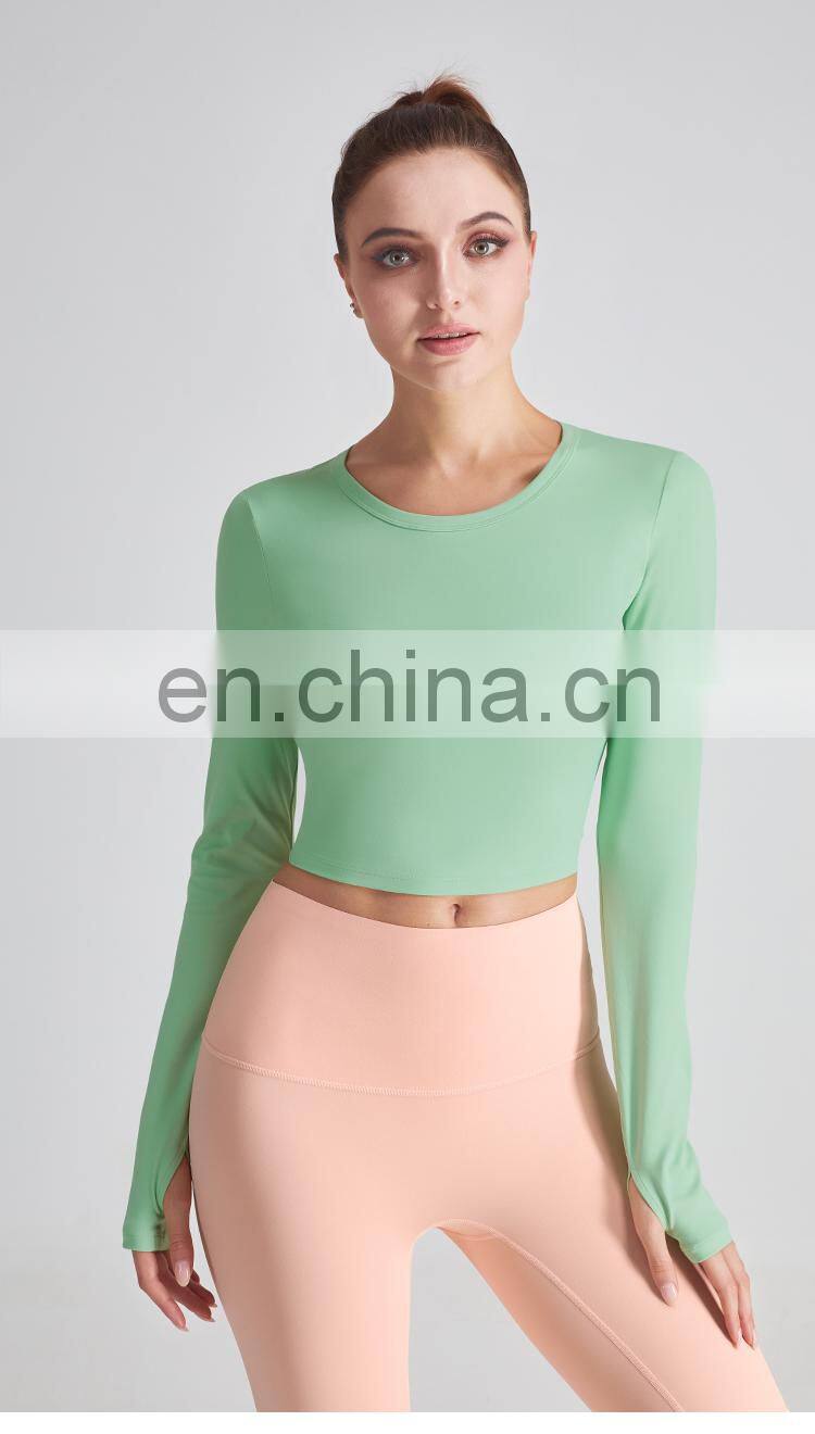 2021 New Slim Fit Yoga Tops Women Sport Running Gym t Shirt High Quality Long Sleeve t Shirt