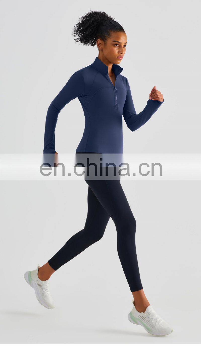 OEM Half Zip Sports Fitness Women Jackets Winter Fleece Long Sleeves Yoga Wear