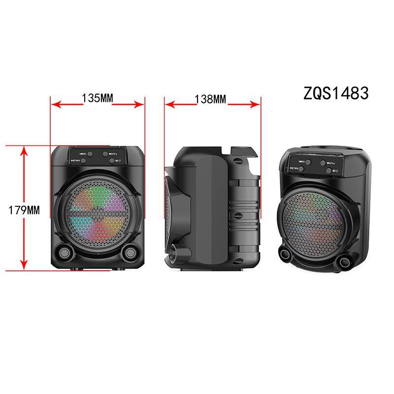 ZQS1483 oem portable 4-inch speaker 8W power wireless bluetooth speaker with colorful lights