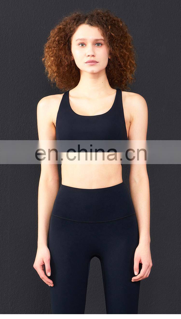 High Impact Women Workout Tops Fitness Sports Bra Hollow Ross Back Running Gym Yoga Bra