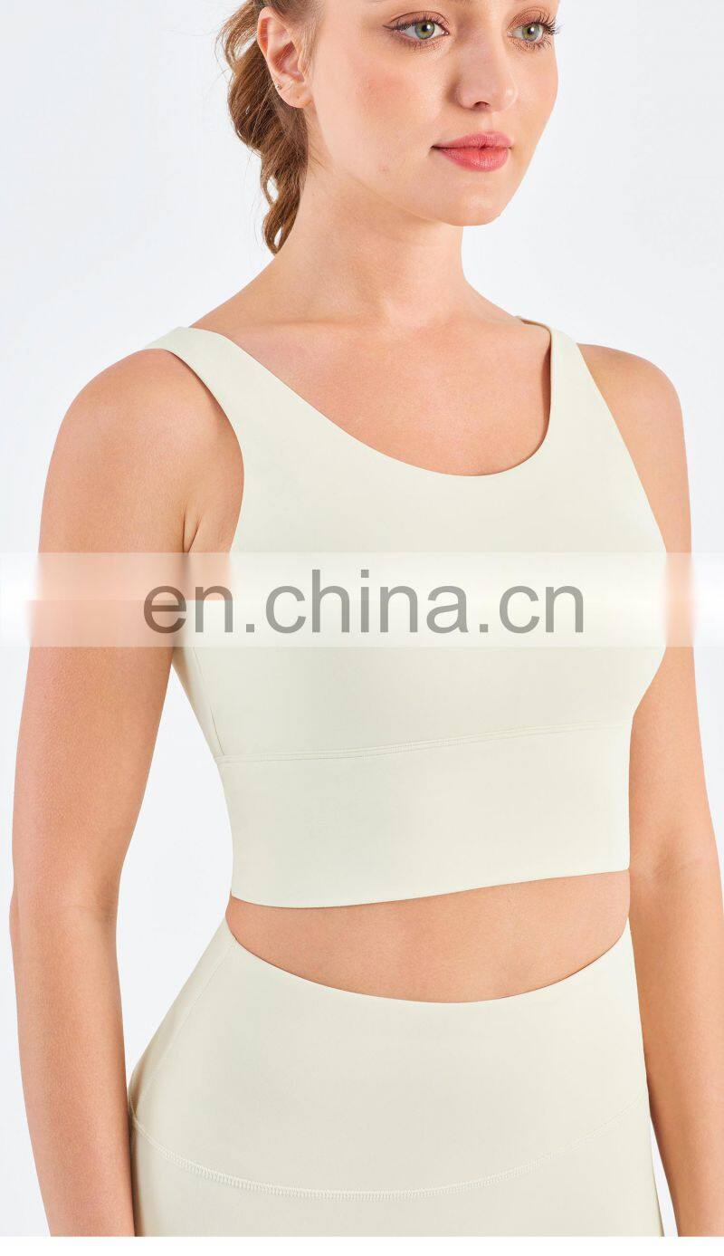Tik Tok Women V Shaped Open Back High Elastic Yoga Bras Gym Running Workout Tank Tops