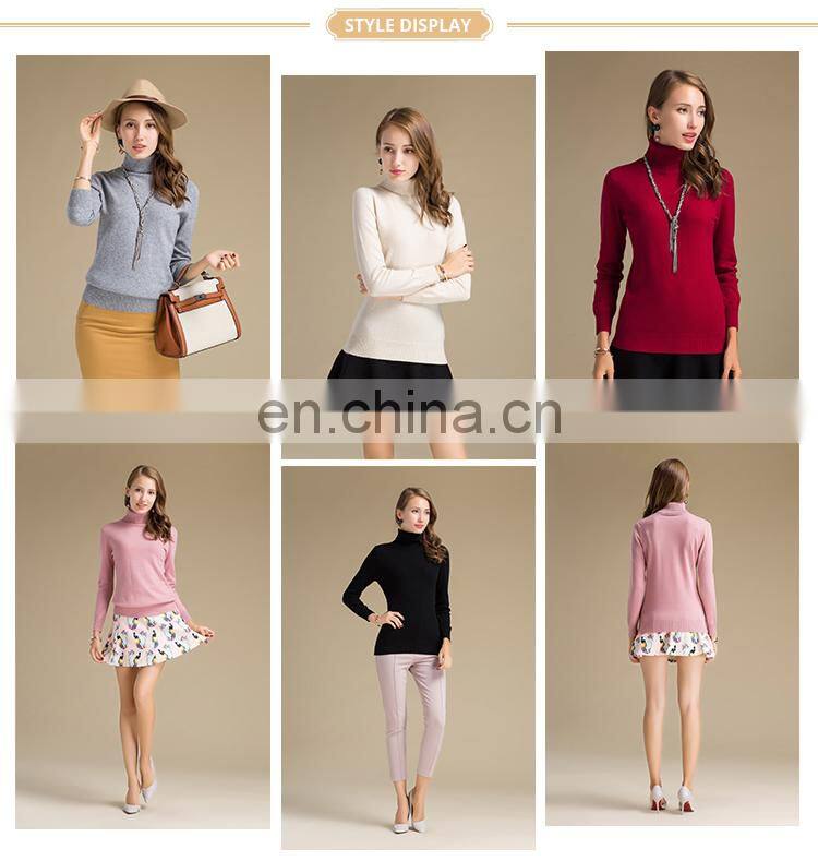 Basic Design Solid Pattern Cashmere Turtleneck Sweater for Women Winter Office Lady Style OEM Service for Adults