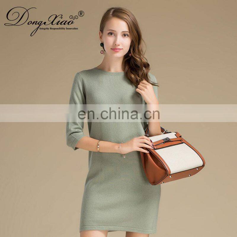 Basic Design Women's Causal Knit O-Neck Cashmere Sweater OEM Service Available