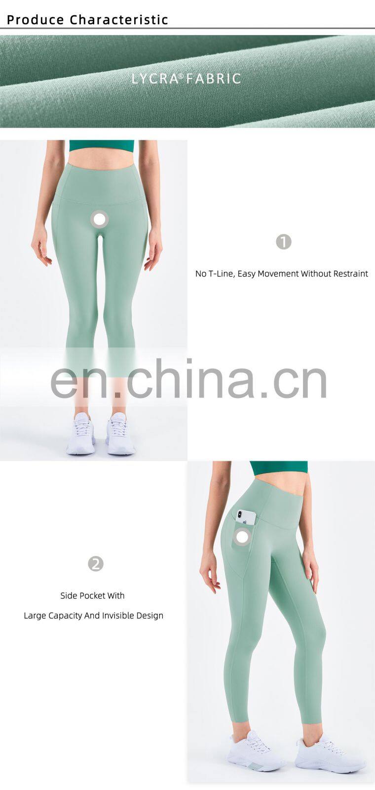 High Waist Yoga Leggings Women Recyclable Custom Gym Sports Pants With Pockets