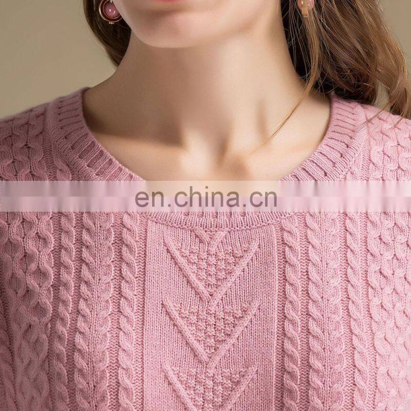 Mid-Age Women's 100% Cashmere Long Sweater Winter O-Neck Chinese Style Anti-Wrinkle Anti-Shrink Solid OEM Service Available