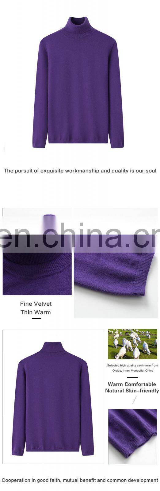 Ladies 100% Cashmere Turtleneck Sweater Winter Thick Knitted Pullover Soft Warm Formal Style Solid Pattern OEM Service Available