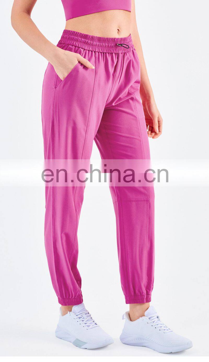 UV Protection Outdoor Sweatpants Drawstring Gym Jogger Woman Yoga Pants With Pocket