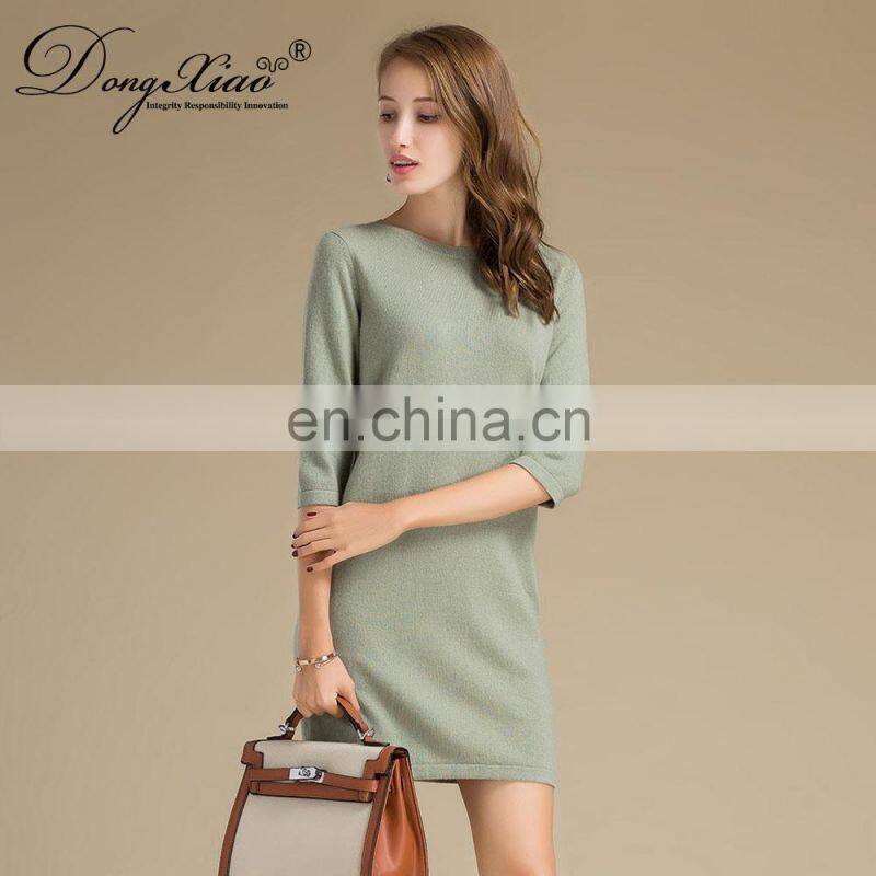 Basic Design Women's Causal Knit O-Neck Cashmere Sweater OEM Service Available