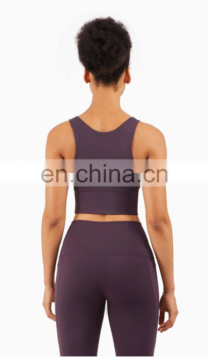 Fashion Custom Sports Bra With High Neck Running Shockproof Yoga Bra Fitness Tank Top Women