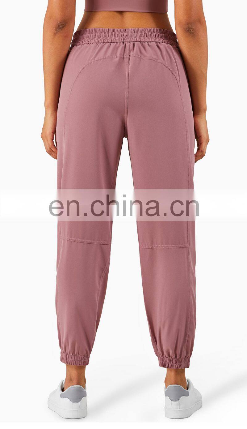 UV Protection Outdoor Sweatpants Drawstring Gym Jogger Woman Yoga Pants With Pocket