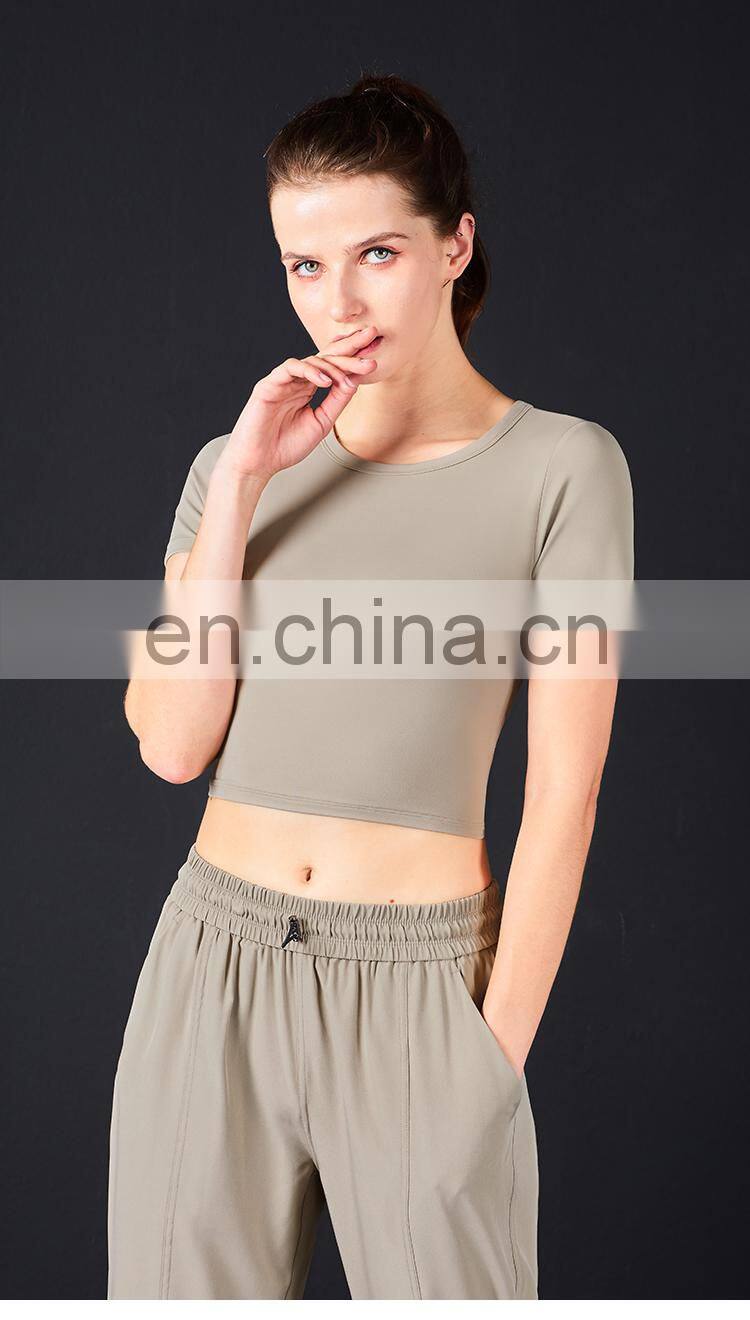 Hot Sale Gym Wear Women T Shirts Oem Slim Fit Short Compression Workout Athletic Shirt Tops