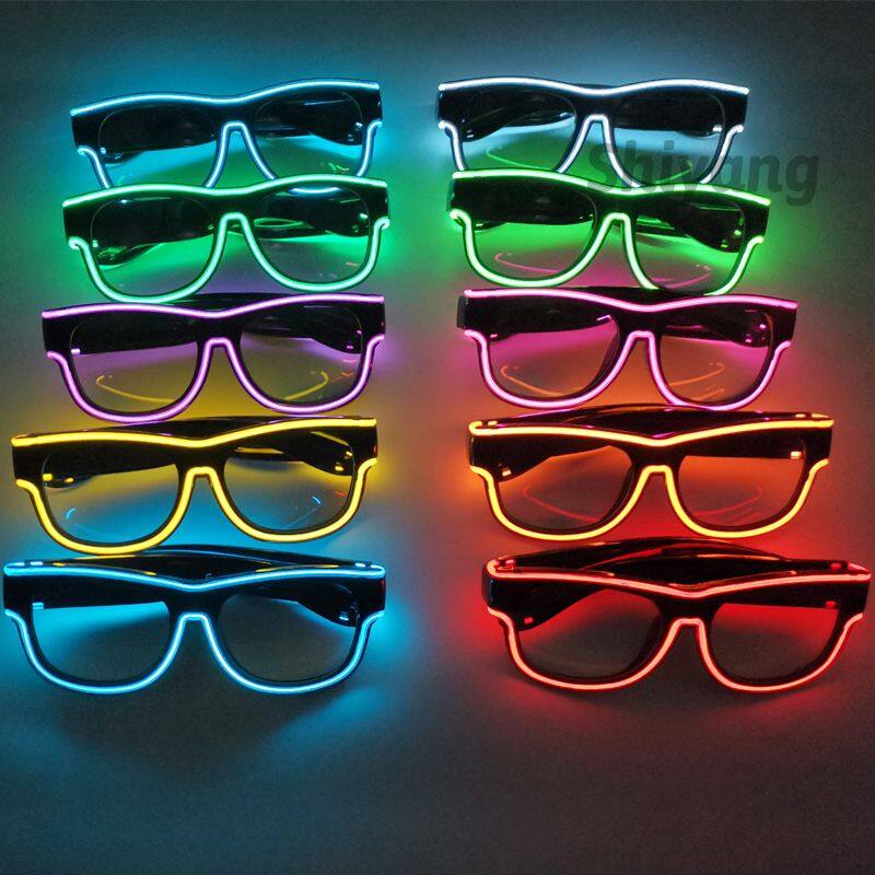 Party Decoration Black Lens USB Charging EL Light up Sunglasses Wireless Rechargeable LED Glasses