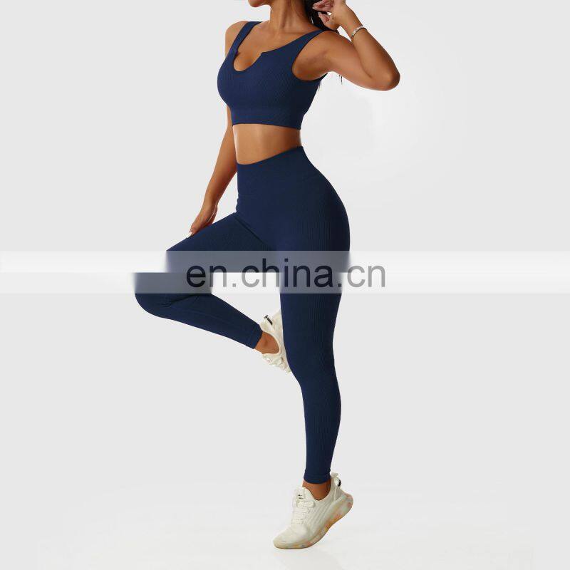 Factory Sale 4 Pcs Push Up Leggings Breathable Gym Fitness Sets Womens Sports Bras