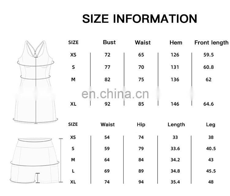OEM Custom Breathable Elastic Solid 2021 Tennis Dress With Shorts Sexy Tennis Skirt Two Piece For Women
