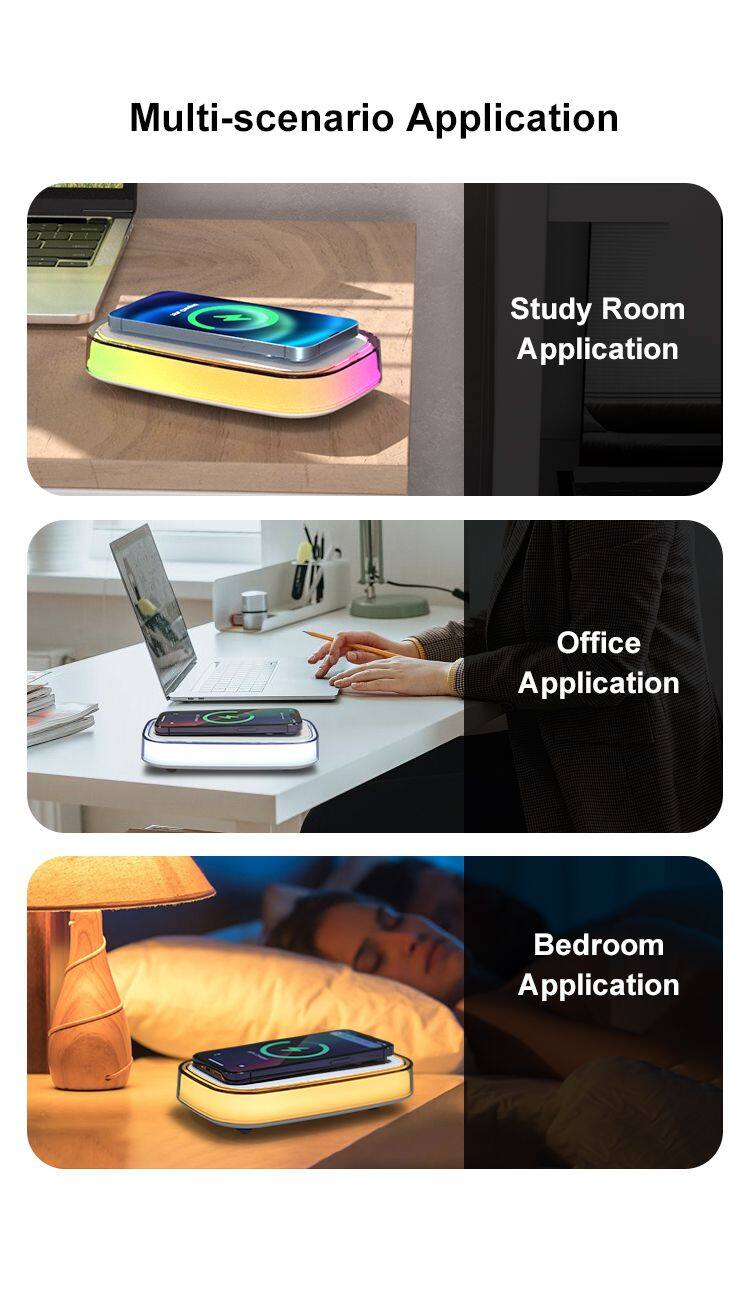 Portable RGB Wireless Smart Charger for iPhone 13/14/15 Watch Power Bank Mobile Phone Microphone with Light Colorful