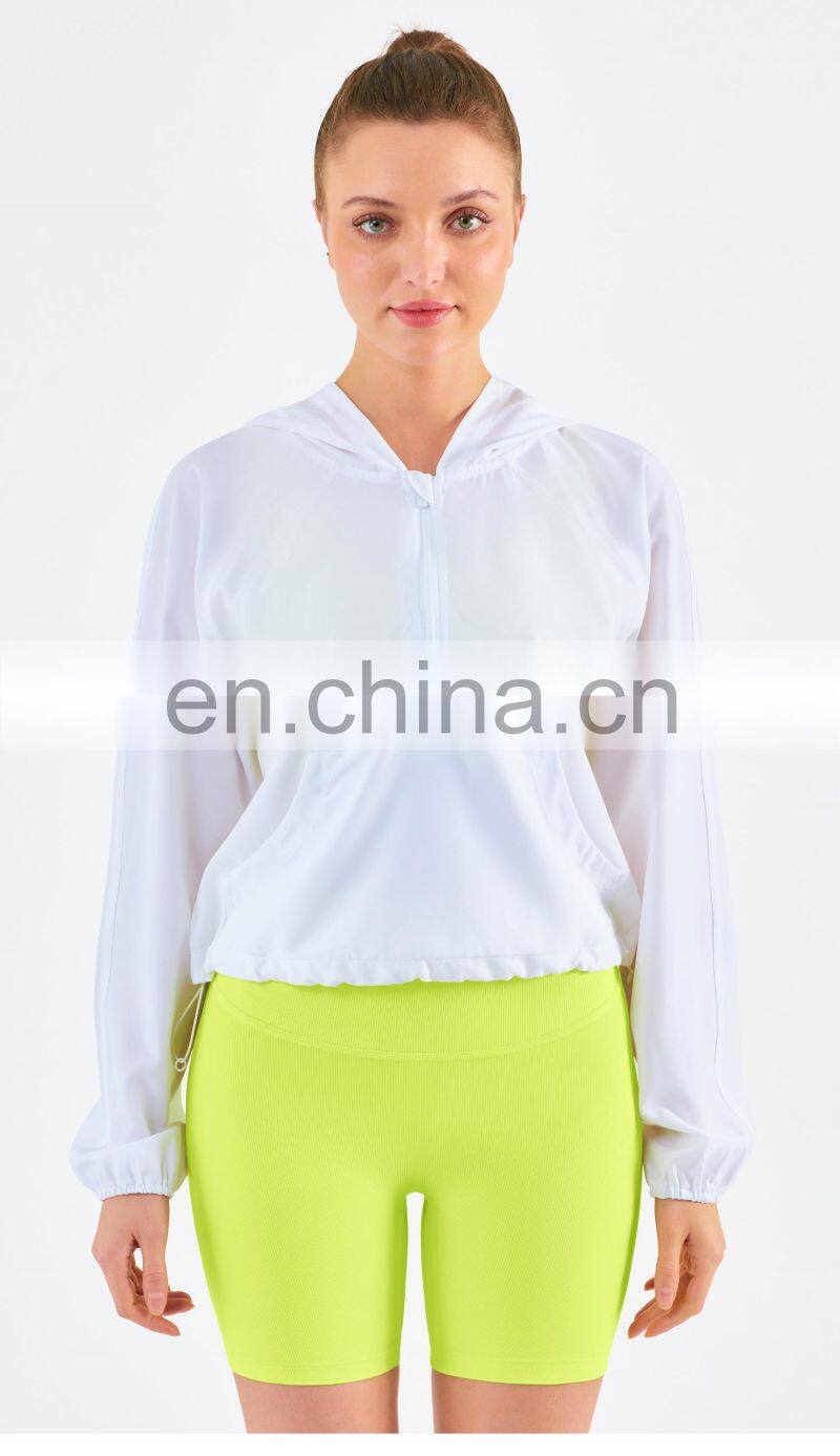 New Drop Women's Jackets Waterproof Sun UV Protection Run Half Zipper Hoodie Yoga Jacket