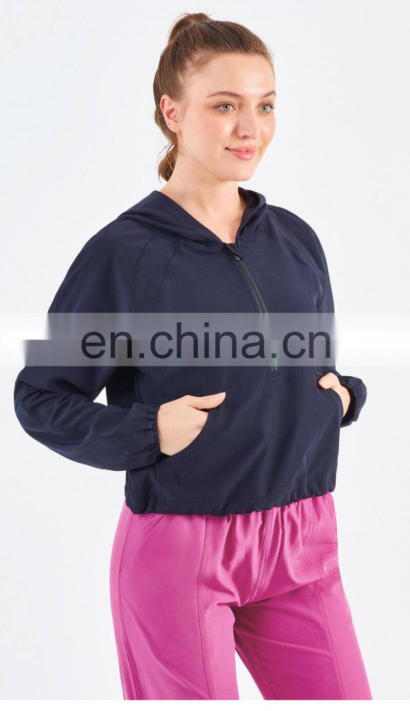 New Drop Women's Jackets Waterproof Sun UV Protection Run Half Zipper Hoodie Yoga Jacket