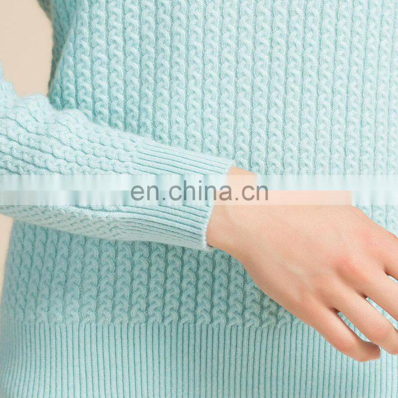 Wholesale Women's Keep Warm Pullover Pink Ladies Cable Cashmere Sweater