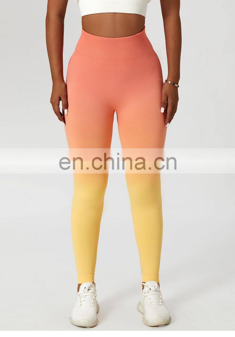 Seamless Contrasting Colors Scrunch Butt Sports Leggings Custom High Waist Yoga Pants