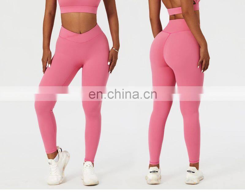 Cross Waist Yoga Scrunch Butt Leggings Workout Tik Tok Quick Dry Sport Fitness Pants