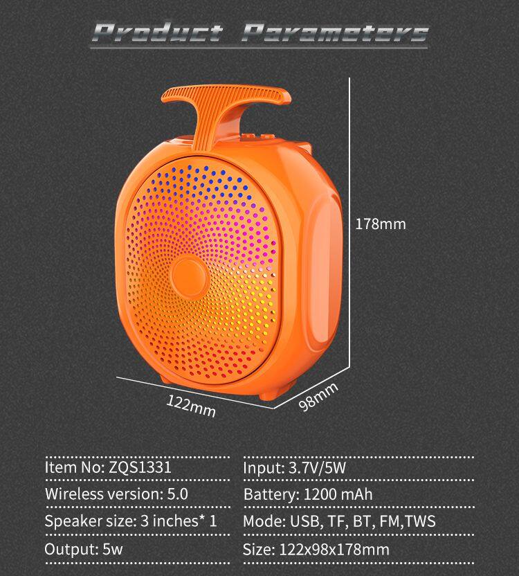 ZQS1331 OEM bass sound portable 3-inch speaker 5W power wireless bluetooth speaker for outdoor